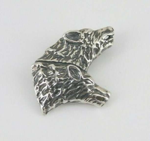Sterling Silver Wolf Head Pendant