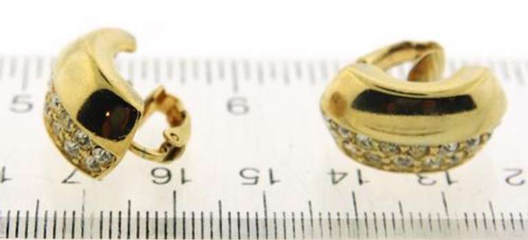 Vintage Gold Plated With White Crystal Clip Earrings