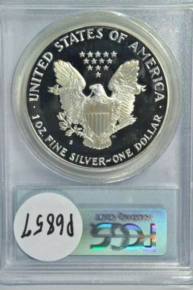 Scarcer 1990-S PRF $1 Silver Eagle. PCGS PR69DCAM
