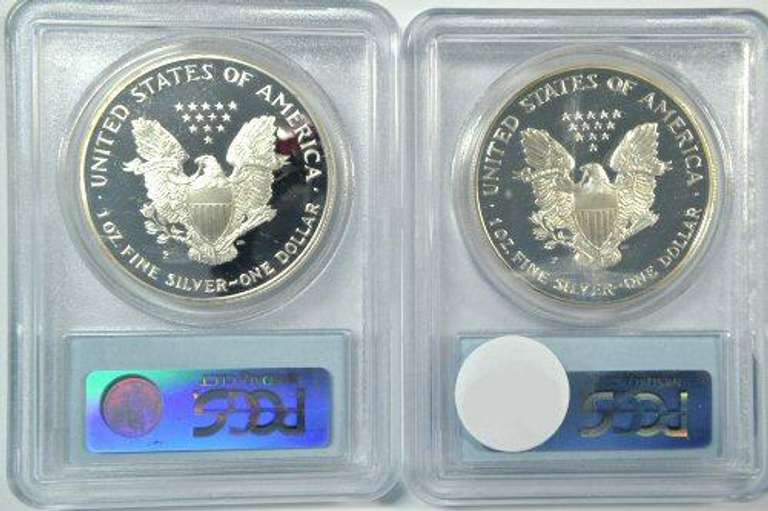 2 PCGS PR69DCAM 1998-P $1 Silver Eagle coins