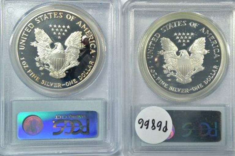 2001-W & 2002-W Gem Proof Silver Eagles. NGC PF69 UC