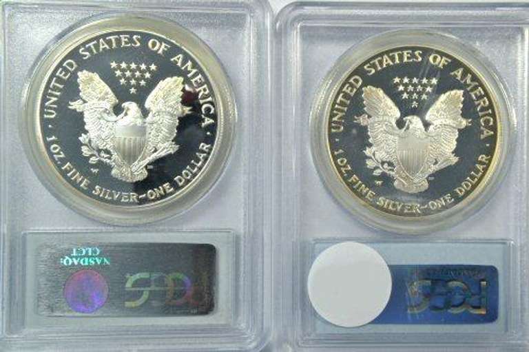 PCGS PR69DCAM 2004-W & 2005-W $1 Silver Eagles