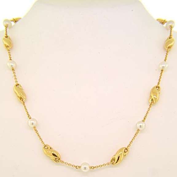Tiffany & Co 18KT Gold and Cultured Pearl Necklace
