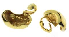 Vintage Gold Plated With White Crystal Clip Earrings
