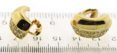 Vintage Gold Plated With White Crystal Clip Earrings