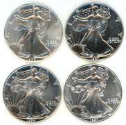 4 Better date Superb Gem BU $1 Silver Eagles 1986-1997