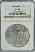 Key date Superb Gem BU 1996 $1 Silver Eagle. NGC MS69