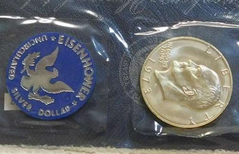 1973 Silver (40%) Uncirculated Ike Dollar, Blue Ike