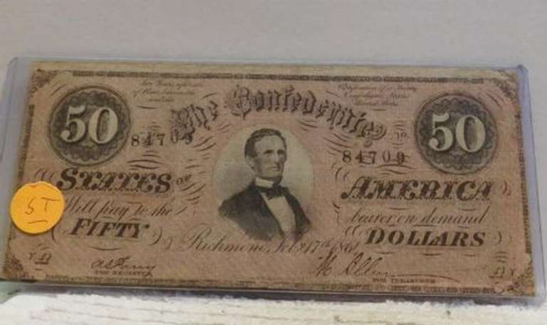 1864 Confederate $50.00 bill   Larger denomination