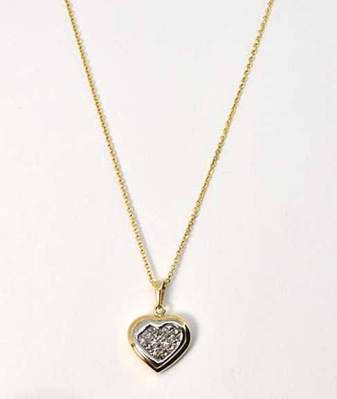 Charming Heart Necklace with Diamonds in 14K