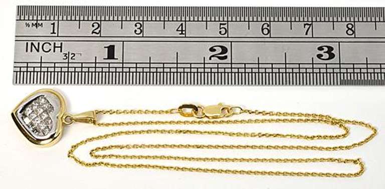 Charming Heart Necklace with Diamonds in 14K