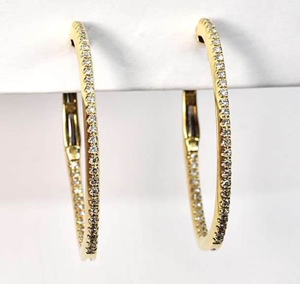 Tasteful Oval Earrings with Diamonds in 14K YG