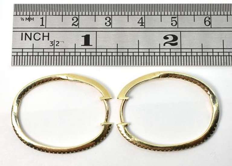 Tasteful Oval Earrings with Diamonds in 14K YG