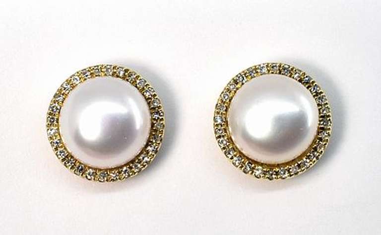 Regal Pearl & Diamond Earrings in 14K YG