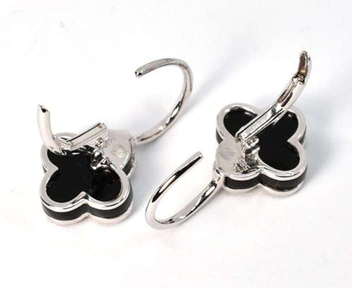 Chic Black Agate & Diamond Earrings in 14K WG