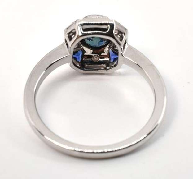 Art Deco Sapphire & Diamond Ring in 18K WG