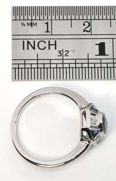 Art Deco Sapphire & Diamond Ring in 18K WG