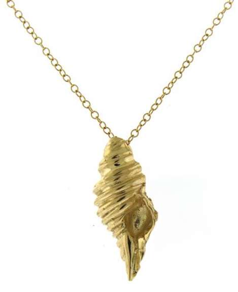 Gorgeous Yellow Gold Conch Shell Necklace