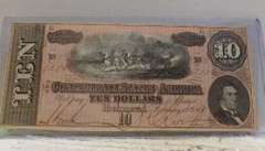 1864 Confederate $10.00 bill.   Nice strong color.