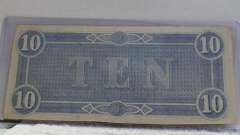1864 Confederate $10.00 bill.   Nice strong color.