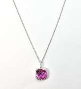 Striking Pink Sapphire & Diamond 14K WG Necklace