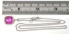 Striking Pink Sapphire & Diamond 14K WG Necklace