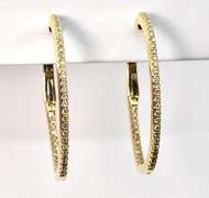 Tasteful Oval Earrings with Diamonds in 14K YG