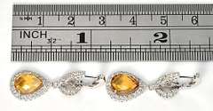 Dazzling Citrine & Diamond Drop Earrings in 14K WG