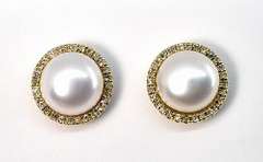Regal Pearl & Diamond Earrings in 14K YG