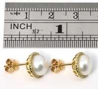 Regal Pearl & Diamond Earrings in 14K YG
