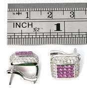Classy Pink Sapphire & Diamond Earrings in 18K WG