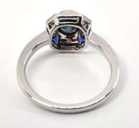 Art Deco Sapphire & Diamond Ring in 18K WG