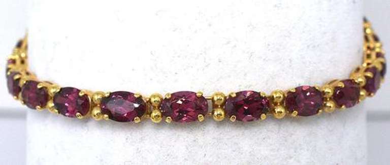 Intoxicating Rhodolite Garnet Bracelet in 14KT Yellow Gold