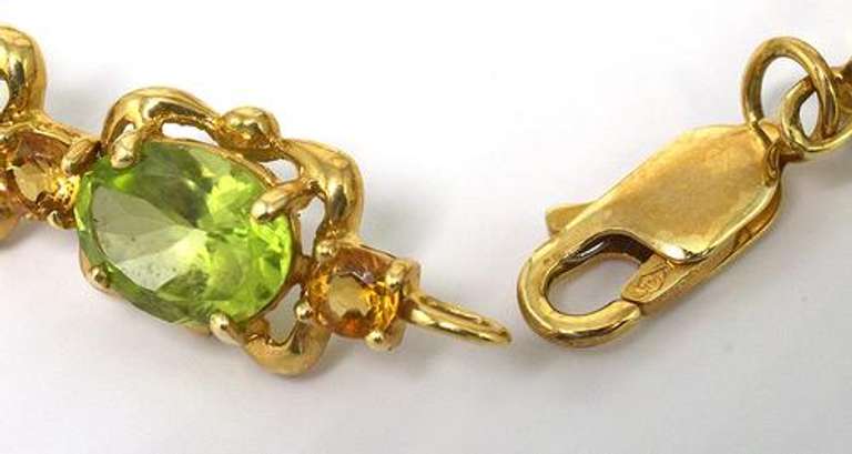 Chunky Peridot & Citrine Bracelet in 14KT Yellow Gold