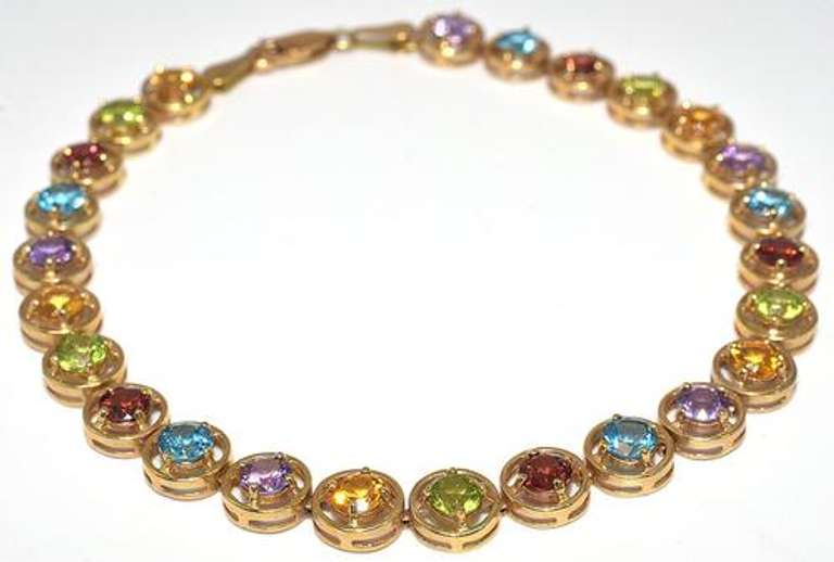 Awesome Multi-Stone Bracelet in 14KT Yellow Gold