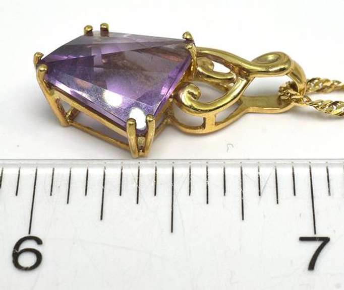 Huge Free-Form Amethyst Necklace in 14KT Yellow Gold