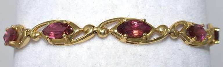 Charming Marquise Tourmaline Bracelet in 14KT Yellow Gold