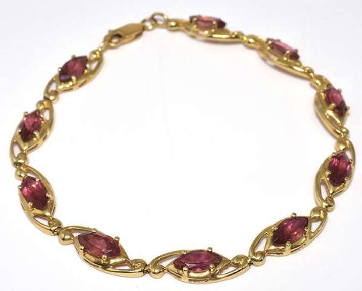 Charming Marquise Tourmaline Bracelet in 14KT Yellow Gold