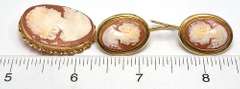 Coral Cameo Enhancer & Earrings Set, 14KT Yellow Gold