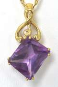 Huge Free-Form Amethyst Necklace in 14KT Yellow Gold