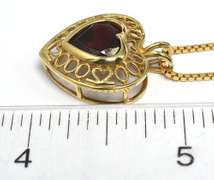 Bewitching Garnet Heart Filigree Necklace in 14KT Yellow Gold