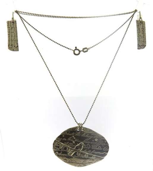 Sterling Silver Stamped Necklace & Earrings Set
