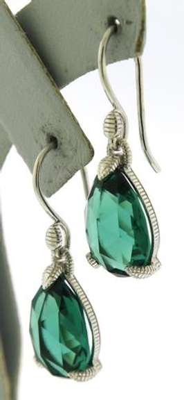 Judith Ripka Green Quartz Dangle Earrings
