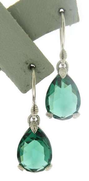 Judith Ripka Green Quartz Dangle Earrings