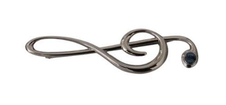 DOLCE & GABBANA SILVER BRASS PIN TREBLE CLEF BROOCH