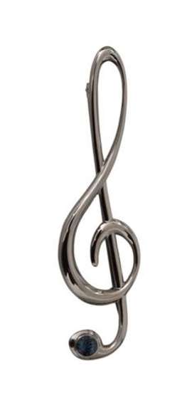 DOLCE & GABBANA SILVER BRASS PIN TREBLE CLEF BROOCH