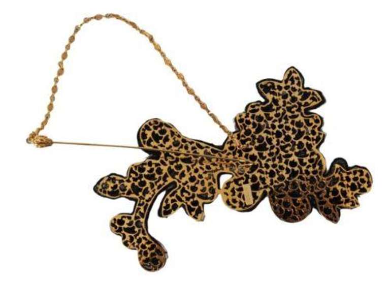 DOLCE & GABBANA CLEAR GRAY CRYSTAL FLOWER BROOCH