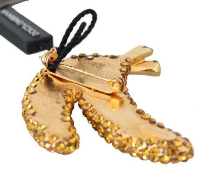 DOLCE & GABBANA BANANA BRASS CRYSTAL CATWALK PIN BROOCH