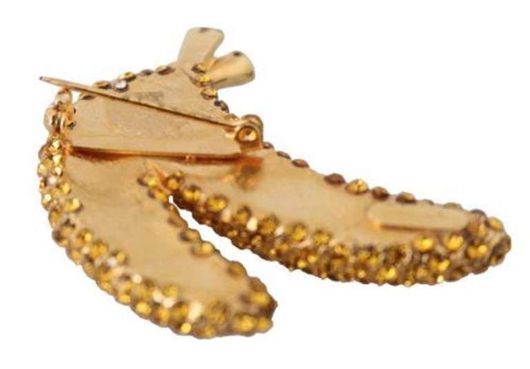 DOLCE & GABBANA BANANA BRASS CRYSTAL CATWALK PIN BROOCH