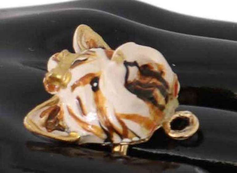 DOLCE & GABBANA GOLD BRASS RESIN BEIGE DOG PET RING